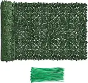 Faux Ivy Privacy Fence Screen Outdoor Expandable Artificial Greenery Roll Fake Hedge Wall Patio Green Plastic Leaf Plant Vine Grass Panels Gate Covering for Garden Yard Balcony (118 x 39.4 Inch)
