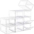 9-Pack Shoe Organizer, Stackable Clear Plastic Shoe Boxes, Solid Storage
