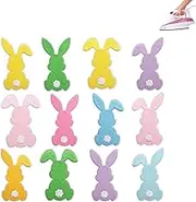 Embroidery Rabbit Patches, 12 Pcs Easter Bunny Iron on/Sew on Embroidery Patches, Cute Rabbit Repair Patch for Hats, Backpacks, Jeans, Skirts
