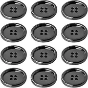 12 PCS Black Buttons for Sewing, 4 Holes Buttons for Crafting, Suitable for Shirt, Trouser, Blazer（20mm）