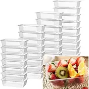 Jindizi50 Pack Plastic Storage Food Containers with Lids,Meal Prep Containers, BPA Free Reusable Meal Prep Containers, Plastic Food Storage Trays with Airtight Lids (500ml)