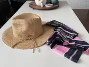 STEVE MADDEN Metallic Sun Hat And Pareo Set New