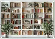YCUCUEI 7x5ft Fabric White Bookcase Backdrop School Library Books Modern Office Plants Video Conference Photography Background Indoor Decorations Photo Banner Props
