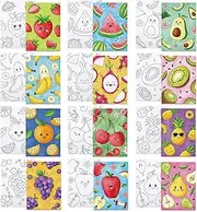 Anseal 12 Packs Pre Drawn Canvas to Paint, 5" X 7" Fruits Pre Printed Canvas Paint Party for Kids, Pre Stretched Canvas Outline Painting Boards for Beginners, Students, Party Favor