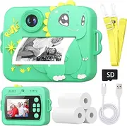 Instant Print Camera for Kids, Christmas Birthday Gifts for Girls Boys Age 3-12,1080P Digital Video Cameras for Toddler, Portable Toy for 4 5 6 7 8 9 10 Year Old Girl with 32GB SD Card