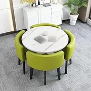 Modern Round Dining Table Set with 4 Chairs for Kitchen Breakfast Living Room Office Club