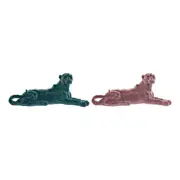 Decorative Figure Dkd Home Decor Green Pink Resin Flocked Lion 26.5 x 9 x 11 Cm