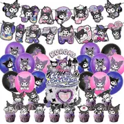 Sanrio Kuromi Theme Kids Cute Cartoon Birthday Party Decorations Set Balloons Banner Cake Topper Supplies Kits -NMAOV