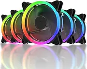 upHere 120mm RGB LED Computer Case PC Cooling Fan, Ultra Quiet High Airflow Adjustable Color LED Case Fan with Remote Controller- 5 Pack (RGB123-5)