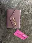 Betsey Johnson TriFold Wallet Card Case Pebbled Pink Mauve Gold Logo