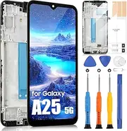 Samsung Galaxy A25 5G OLED Screen LCD Display LCD Screen for Samsung A25 5G SM-A256B SM-A256E SM-A256U LCD Display Touch Screen Assembly with Repair Kit with Frame (Black with Frame, 6.5 Inch)