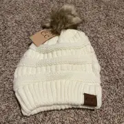 Girls C.C Cream Knit Beanie
