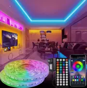 LED Strip Lights RGB, 5V, 20M/65Ft, 16 million colors, Bluetooth, Music Syncing