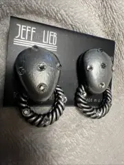 VTG Jeff Lieb Clip Earrings Black/Silver/ Rhinestone One Of A Kind Handmade