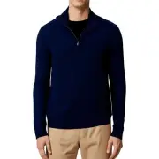 Boss Mens Lorman Navy Zipper Wool Pullover Sweater XL BHFO 0544