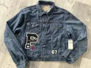 Polo Ralph Lauren Jacket Womens Trucker Blue Denim Varsity Patchwork 1967 NWT