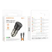 BOROFONE BZ24 Clever single port PD20W car charger set(Type-C to Type-C) - transparent black