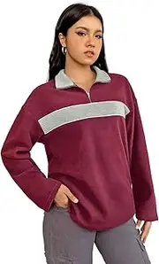 [SKAYS] Women's Polar Fleece Jacket Quarter Zip Color Block Fuzzy Pullover Sweatshirt For Women Casual Fall Winter Clothes