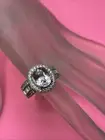 Martha Rocha Kunzite White Zircon Halo Ring Sterling Silver Sz9 6.42 Ctw