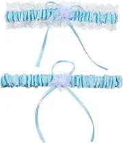 [EupHHonycs] 2 Pcs Bride Wedding Garter Set Garters Women Lace Bridal Garter Sets for Wedding Party Bridal Garters Women Bride(Blue), Blue