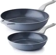 [PRICUSIS] Nonstick Ceramic Frying Pan Set, Non Toxic Nonstick Skillet, Healthy Egg & Omelet & Chef's Pan, PTFE PFOA & PFAS Free, Induction Compatible (10+12 Inch)