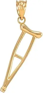 [Claddagh Gold] Fine 10k Yellow Gold Medical Axilla Underarm Crutch Charm Pendant, Yellow Gold