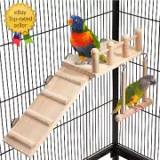 Bird Perches Platform Swing with Climbing Ladder Parakeet Cage Accessories