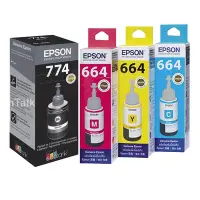 在飛比找Yahoo奇摩購物中心優惠-EPSON T664+T774 原廠盒裝四色墨水組 T774