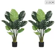 2X 113cm Artificial Indoor Potted Turtle Back Fake Decoration Tree Flower Pot Pl