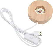 USB LED Wooden Display Base, Convenient and Practical for Selenite Tower Crystal Resin Art (White Light Base)