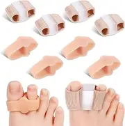 JJUNW 8Pcs Toe Separators, Toe Straightener Fabric Lining Hammer Toe Straightener, Toe Spacers for Women, Silicone Toe Spacers Correctors for Feet Women Men Toe Correct, with 2 Loops(Transparent)