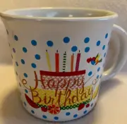 Happy Birthday Coffee Mug Ceramic 12 Oz Polka Dot