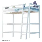 KINGSTON SLUMBER Wooden Kids Single Loft Bed Frame with Desk - White