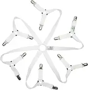Toweter Adjustable Sheet StrapsCrisscross Bed Sheet Fasteners SuspendersFit for All Size Round and Square Mattresses (3-Way White)
