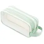 Grid Mesh Pencil Case 2 Compartment Pen Bag Clear Pencil Pouch Transparent4883