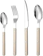 French Dinnerware Set, Modern Silverware Set, Stainless Steel French Fork Cutter Flatware Set of 4, Dishwasher Safe Kitchen Utensils for Eating Steaks in Restaurants and Gatherings