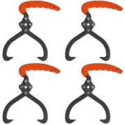 Log Tongs Set with PVC Handle Heavy Duty Firewood Grabbing Tool 4 Pieces