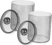 LAPYAPPE Set of 2 Cotton Swab Containers Cotton Pad Jars Sealed Bathroom Organizers Compact Storage Jars for Makeup Table