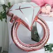 26-Inch tall Rose Gold White Extra Large Diamond Wedding Ring Mylar Foil Balloon