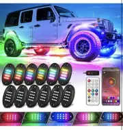 12 Pods RGB+IC Chasing Rock Lights for Trucks Jeep Golf Cart ATV UTV Car