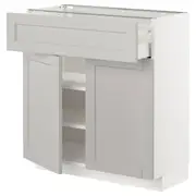 METOD / MAXIMERA base cabinet with drawer/2 doors, white/Lerhyttan light grey, 80x37x80 cm