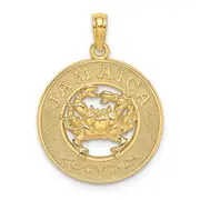 14k Yellow Gold JAMAICA w/Crab Circle Charm