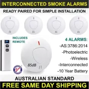 4 Pack Paired Wireless Interconnected Photoelectric Smoke Alarm 10-Yr Battery