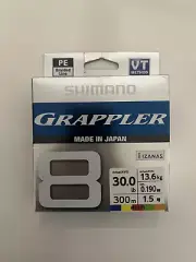 Shimano Grappler 8 PE 300m Multi Colour Braid Fishing Line 30lb 13.6kg