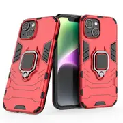 Shockproof Magnetic With Ring Stand Cover Case For iPhone 15 - Red