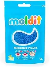 MOLDIT Zip Pouch 50G - Blue Thermoplastic Pellets, Melts in Hot Water Thermoplastic Beads Material Softens in Heat Moldable Plastic, Repairs Crafts for DIY Cosplay