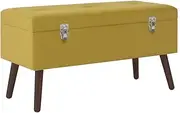 Generic Bench with Storage Compartment Mustard Yellow 80 cm Velvet