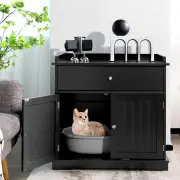 CostwayModern Cat Litter Box Enclosure with Drawer &amp; 2 Doors-Black