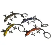 Lot Of 4 Vintage African Beaded Wire Lizard Keychains Handmade In Madagascar
