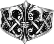 [SCOCCA] S925 Sterling Silver Gothic Skeleton Ring, Men's Adjustable Gothic Anchor Skeleton Ring